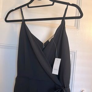 Loft wide legged vneck tank black jumpsuit NWT size 6P petite
